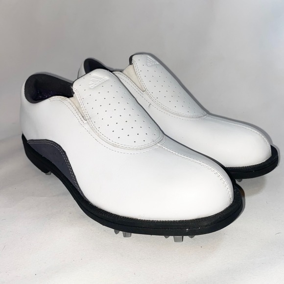 adidas Shoes - Adidas Slip On Golf Shoes White Grey Cleated Leather 679281‎ Womens Size 6